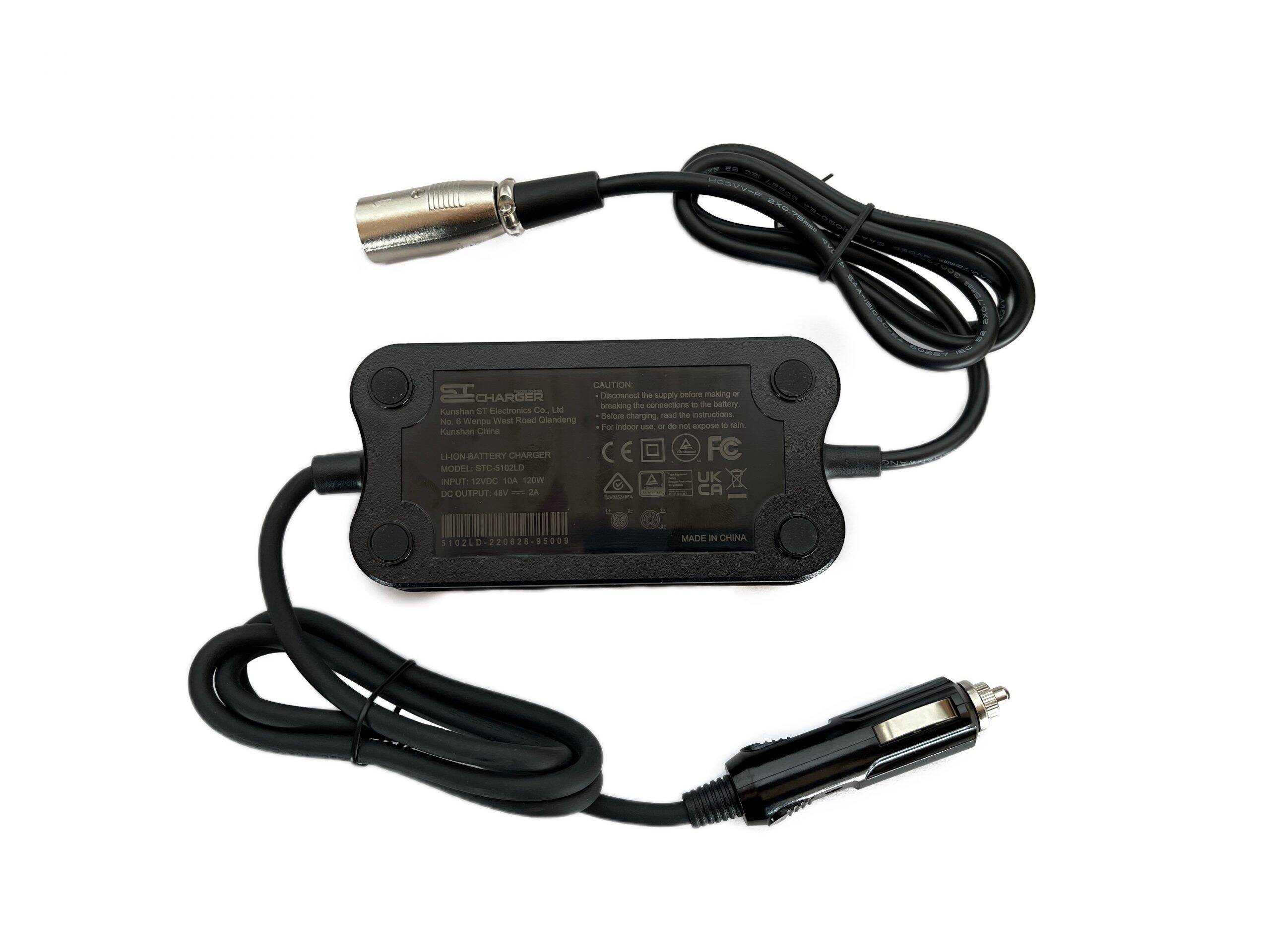 Elcykel oplader til bilen – 12V til 48V (XLR stik) 3 elcykel oplader til bilen